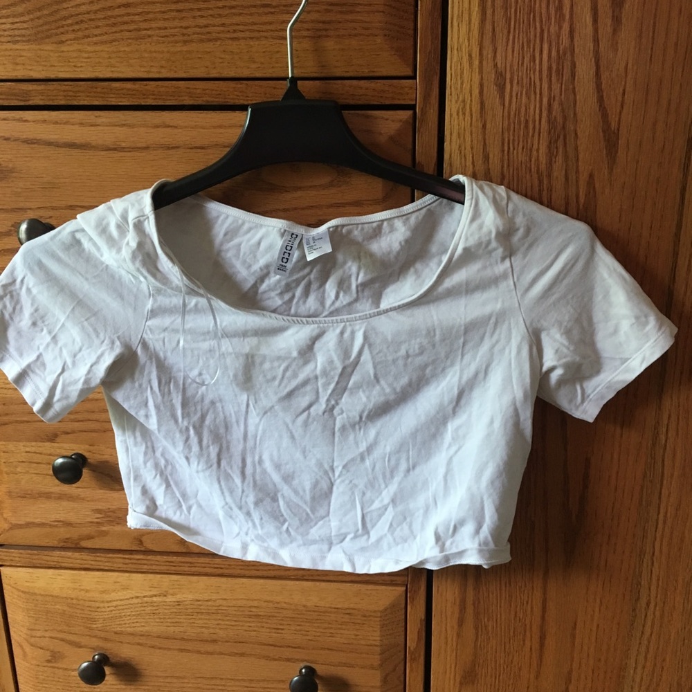 White h&m divided crop